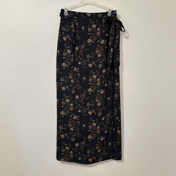 Jones New York Maxi Wrap Skirt Womens 10 Floral Chiffon Prairie Cowgirl 90s Y2K
